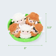 Emotional Support Highland Cows, Cuddly Stuffed Animals by Relatable | Plushies and Cute Stuff, Halloween Toys & Gifts for All Ages, Includes 5 Toys with Carrying Basket