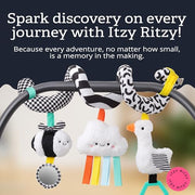 Itzy Ritzy Spiral Car Seat & Stroller Activity Toy Ages 0+ (High Contrast) | Baby Stroller & Car Seat Spiral Toy, Infant Sensory Activity Toy, Easy-Attach Hanging Toy With Textures, Sounds & Visual Play