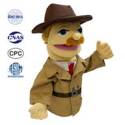okegztoa 16" Puppets Entriloquist Puppet,Hand Puppets for Kids Plush Detective Puppets for Adults with Removable Mouth Puppet for Kids Ages,Hand Puppet for Adults with Scalable Puppet Control Rod
