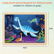 SYNARRY Large Dinosaur Wooden Puzzles for Kids Ages 4-6, 4-in-1 Gift Set | Dinosaur Puzzles for Kids Ages 3-5, Birthday Gifts for Boys & Girls, Educational Dinosaur Toys, Screen-Free Play