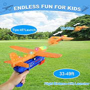Fuwidvia 3 Pack Airplane Launcher Toys, 13.2 in LED Foam Glider Kids 4-12 | 3-Pack 13.2 in LED foam gliders with 2 flight modes, Outdoor Flying Toys Birthday Gifts for Boys Girls 4-12 Year Old