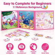 SYNARRY Unicorn Mermaid Princess Magnetic Puzzles for Child 3-5, Travel Toy | 20-Piece Magnetic Travel Puzzle for Child Ages 4-6, Car Airplane Road Trip Activities, Quiet Time Toys, Girls Birthday Gifts