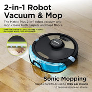 Shark Matrix Plus Robot Vacuum & Mop Combo, 60-Day Self-Emptying, AV2610WA | Matrix Clean Navigation for Carpet, Hard Floors & Pet Hair, HEPA, Sonic Mopping, Anti-Hair Wrap, LiDAR Mapping, Wi-Fi Control