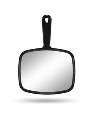 Gladmart 10.3" L x 7.4" W Hand Mirror for Home and Barber, Black | Hand Mirrors with Handle, Barber Accessories, Hair Salon Supplies, Distortion-Free Glass, Makeup Mirror for Women Men