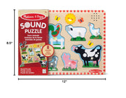 Melissa & Doug Farm Animals Wooden Sound Peg Puzzle 8-Piece Set | 8 Peg Pieces, Wooden Board, Light-Activated Sounds, Builds Matching & Motor Skills, Montessori Inspired Toddler Toys, Ages 2+