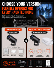 Scary Decorations Halloween Window Projector，black：With Effect fabric | Built-In Horror Videos, Scenes with Easy Setup, Wifi Streaming, Bluetooth Speaker, 210° Rotation & Auto Keystone Correction