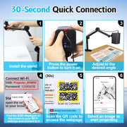 Art Projector for Tracing and Drawing - 5G WiFi & App-Free Web Control | Digital Sketch Projector with Stable Stand for Cookie Decor - Compatible with iOS/Android, Supports Online/Offline