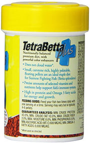 TetraBetta PLUS Floating Mini Pellets, Fish Food With Natural Color Enhancer, 1.2 ounces