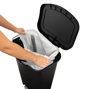 Glad Trash Can with Clorox Odor Protection | Plastic Bin, 13 Gal, Black | Kitchen Waste Bin | Hands Free with Step On Foot Pedal and Garbage Bag Rings