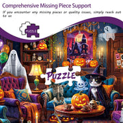 Chalzidar Halloween Ghosts Jigsaw Puzzles for Adults 1000 Pieces | Halloween Puzzle 1:1 HD Reference Poster，ABCD Letter Markings on Back,Matte Oil,High Bite Force