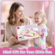 Lehoo Castle Wooden Train Set for Girls, Pink Unicorn Train Set | Princess and Castle Pieces for Imaginative Play, Compatible with Most Wooden Train Tracks, Birthday Gift for Girls