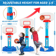 Toddler Basketball Hoop, Kids Toys Basketball Hoops for Indoor Outdoor Play | Adjustable Mini Basketball Hoop with 3 Balls for Outside, Pool, Christmas Birthday Sport Gift for Baby Boy Girl Ages 2 3 4