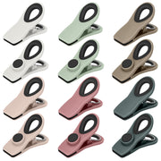 TACGEA Chip Clips, Magnetic Bag Clips for Food Storage, 12 Pack, Neutral | Heavy Duty Clips with Airtight Seal, Strong Spring, for Food, Snack, Fridge, Office