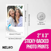 Nelko PP01 Photo Printer, 2x3 Portable Photo Printer, Mini Printer, White | Instant Color Inkjet Printer for Smartphone, Sticky-Back Photos, Bluetooth Compatible with iOS & Android, AI App Editing