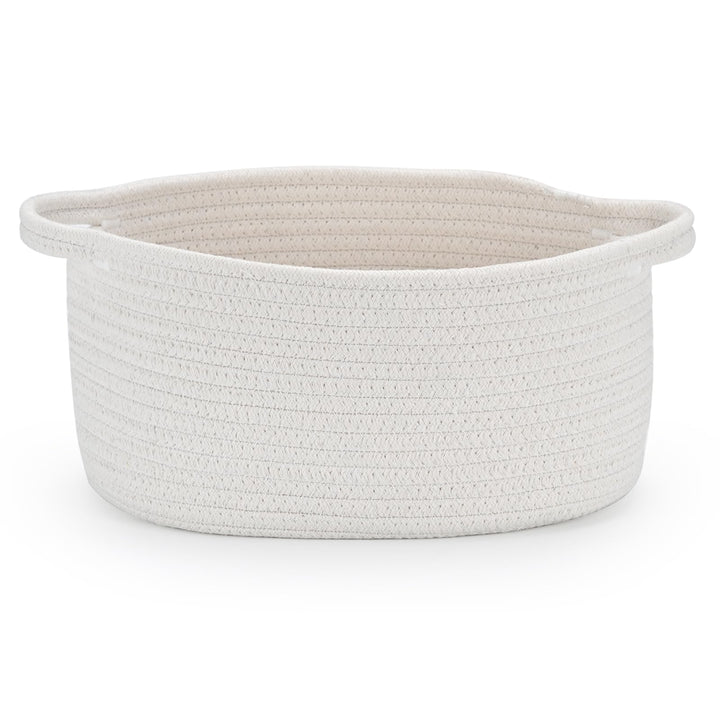 Happyiren Medium Woven Cotton Rope Basket, Empty DIY Gift Basket for Burr | Great for Baby Shower, Birthday & Decor, Cute Decorative Storage Organizer, 13" x 8" x 6"