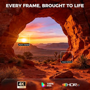 Smart Projector-4K with Wifi Bluetooth, AI Auto Focus Keystone Outdoor Home Theater VIDAA Movie Projector Built-in Apps, 60W Dolby, Airplay, Voice Control, Live TV, Ceiling, Gaming, Camping