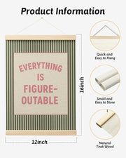 FGFK Everything Is Figureoutable Positive Affirmations Wall Art Poster Hanger Frame, Retro Pink and Green Inspirational Canvas Prints Framed Wall Decor for Office Classroom Home Bedroom, 12x16 Inch