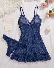 Polka Dot Mesh Sleep Dress Set