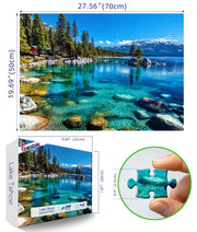 Landscape Jigsaw Puzzle 1000 Pieces Lake Tahoe Scenery with Clear Turquoise Waters, Snow-Capped Mountains & Pine Forests, Challenging & Fun Puzzle for Adults and Teens, Ideal Gift & Home Decor
