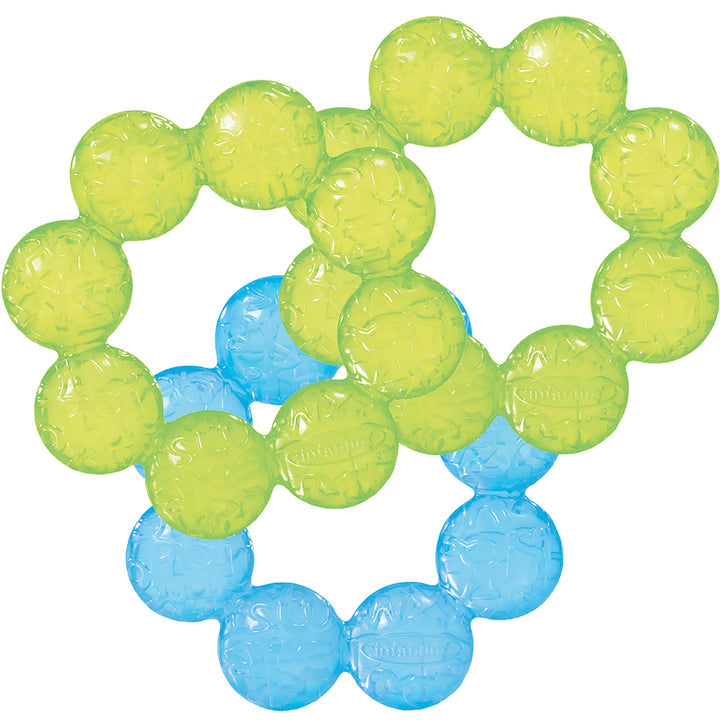 Infantino Water Teethers, Cooling & Massaging Relief, Lime/Blue, 3-Pack | Chill water-filled teethers for cooling comfort. Easy-grip shapes. Textured surfaces for sore gums