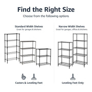 Amazon Basics 4-Shelf Steel Wire Storage Shelves for Garage, Adjustable Metal Shelving Unit, 200 lbs Per Shelf, 23.2" W x 48" H x 13.4" D, Black