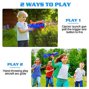 LJZJ 3pk LED Foam Plane Launcher, 2 Modes Outdoor Toy Gift Boys Girls 3+ | Foam glider features ejection & hand‑throwing 2 modes. LED lights deliver fun‑filled nighttime flying experience for kids