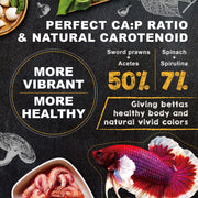 Ultra Fresh Betta Fish Food, Betta Pro Shrimp Patties, 50% Sword Prawns + Akiami Paste Shrimps, All Natural Protein, Rich in Vitamins, Healthy Development and Cleaner Water 0.7 oz