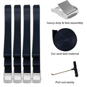 EURMAX USA 4-Pack Windproof Trampoline Stakes Anchor Kit-Steel Corkscrew Anchor,Heavy Duty Tie Down Kit with T-Hook&Reinforced Safety Straps,Secure Weatherproof Protection for Trampoline,Tent&Playset