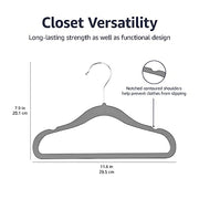 Amazon Basics Kids Velvet Non-Slip Space Saving Clothes Hangers with Shoulder Notches, Sturdy Closet Organizer for Baby/Toddler, 11.6", Gray, 30-Pack