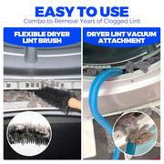 Holikme Dryer Vent Cleaner Kit 2Pack - Lint Vacuum Attachment & Brush | Blue Dryer Vent Vacuum Hose Attachment & Brush Reach Deep Traps - Remove Hidden Lint, Speed Drying & Reduce Fire Risk
