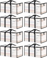 ukeetap 8 Pack Extra Large Clothes Storage Bins with Lids, Clear | Storage Bags with Reinforced Handles & Heavy-Duty Zippers, Moving Bags Boxes Totes for Clothes Packing, Dorms, College
