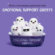 Emotional Support Ghosts, Cuddly Stuffed Animals by Relatable | Halloween Ghost Plush Toys & Cute Stuff, Halloween Gifts for All Ages, Includes 5 Plushies with Basket
