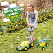 John Deere Bubble Lawn Mower for Toddlers, Bubble Blowing Machines, Indoor and Outdoor Gardening Toy, Birthday, Party Favor for Preschool Girls and Boys, No Batteries Required, 2+