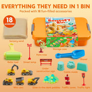 Klever Kits JOVA Construction Sensory Bin for Kids with Glow in The Dark Stones, Sandbox with Lid Castle Building kit, Preschool Learning Activities Gifts for Boys Girls Age 3+