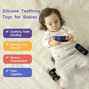 Hooku 2 Pack Silicone Teething Toys for Babies 0-6 Months, Teethers for Babies 6-12 Months, Remote Teether for Baby, Sensory Toys for Babies, Baby Chew Toys KLW8808