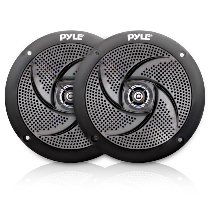 Low-Profile Waterproof Marine Speakers - 240W 6.5 Inch 2 Way 1 Pair Slim Style Waterproof and Weather Resistant Outdoor Audio Stereo Sound System, for Boat, Off-Road Vehicles - Pyle (Black)