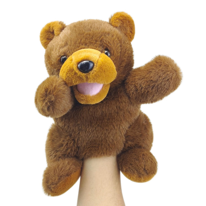 Hand Puppets Bear Puppet,10" Animal Hand Puppets for Kids, Hand Puppet for Toddlers 1-3 and Kids with Movable Mouth,Bear Stuffed Animal Plush Puppets Toy Gift for Interactive Storytelling
