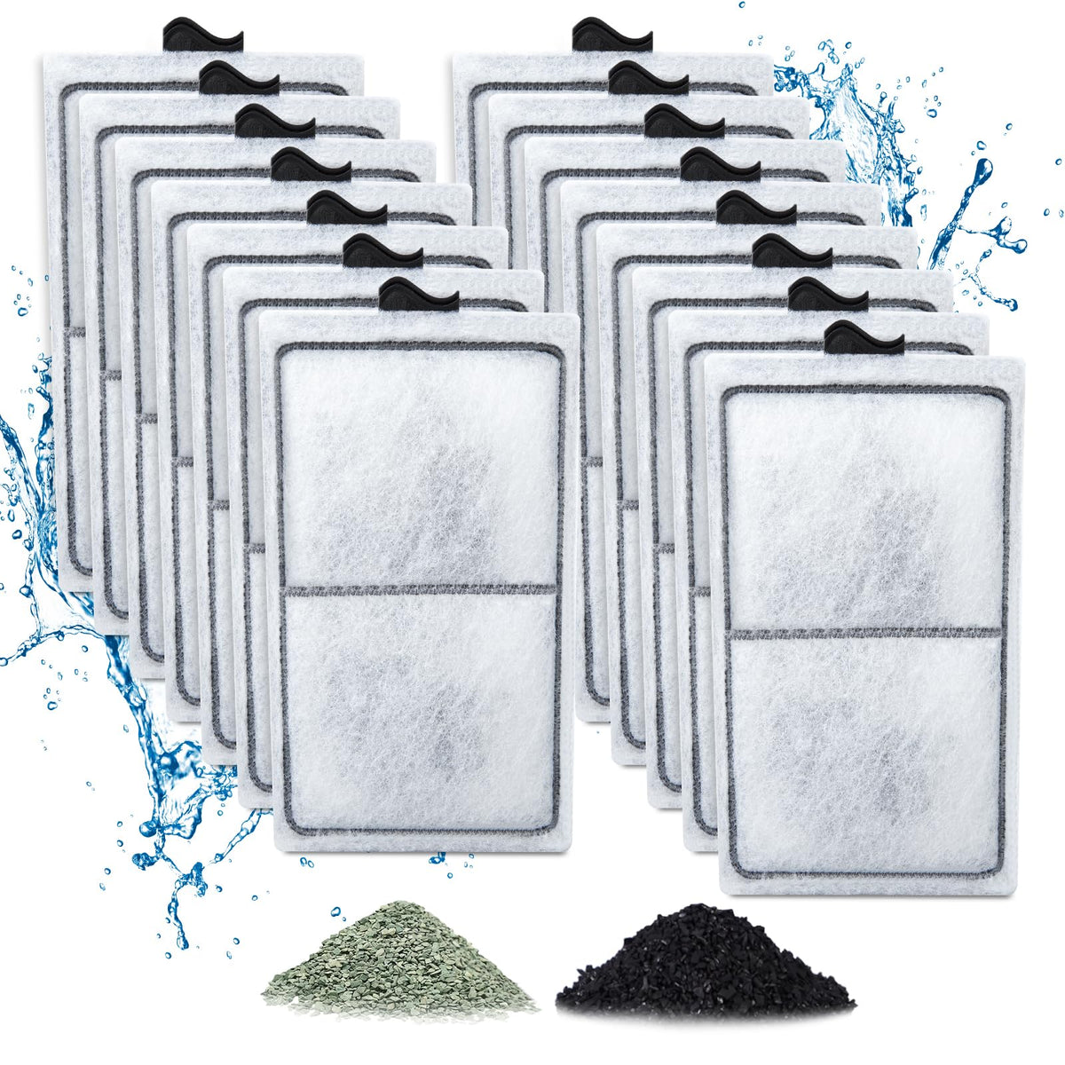 Zuqqony 15 Pack PF-S Filter Cartridges Compatible with Silenstream PF10 Power Filters, Remplacement Aquarium Carbon Cartridge with Zeolite