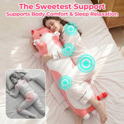 Mewaii Kids Body Pillow Pink Long Cat Plush 20 in, Extra Filling Soft Cute