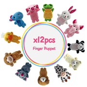 12 PCS Finger Puppets Set Mini Stuffed Animals Finger Puppet for Storytelling Playing Teaching Shows Playtime Schools Birthday Party Favor Supplies