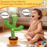 Hunfur Interactive Dancing Talking Cactus Toy, Repeat What You Say | Singing Recording with LED Lights, Sensory Development & Motor Skill Building, Birthday Gift for Boy Girl
