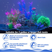 Ameliade Aquarium Artificial Plants & Rock Cave Betta Fish Tank Decor Set | Betta Goldfish Aquarium Accessories, Soft Plastic Plants & Rock Cave Decorations, Small and Large Fish Bowl Ornaments