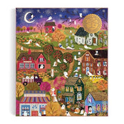 Galison - Spooky Village 1000 Piece Jigsaw Puzzle with Foil for Adults | Illustrated by Joy Laforme, Ghostly Village, Halloween, Challenging, Recycled Paper, No Dust, Finished Size 27" x 20"