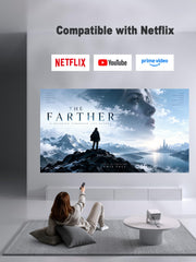 4000ANSI 4K Smart Projector with WiFi and Bluetooth, Auto Focus | Now with Netflix ,Auto Keystone, 360° Rotatable Stand, Ultra Low Noise, Outdoor Home Theater, HDMI, USB