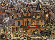 Buffalo Games Charles Wysocki 1000 Piece Puzzles, Trick or Treat Hotel | Full-Color Reference Poster, Made in USA, Sturdy Interlocking Pieces, Halloween Puzzle, 26.75 x 19.75 in, For Adults