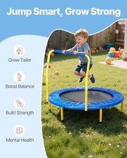 VEVOR 36"/55"/60" Trampoline for Kids with Enclosure Net & Safety Pad Adjustable Gymnastics Bar & Toys with ASTM CPC Certified Indoor/Outdoor Trampoline for Kids Age 3-12 + Birthday Gift