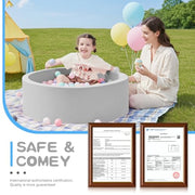 SHJADE Foam Ball Pit, 35.4"x 11.8" Ball Pits for Toddlers-Grey | Soft Memory Sponge Round Playpen Ball Pool for Kids, Ideal Gift for Babies, Indoor and Outdoor Game, Balls not Included