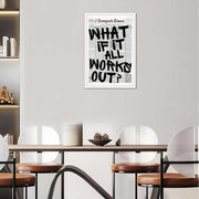 Drimiler Retro Black And White Newspaper Poster What If It All Works Out Canvas Wall Art Positive Affirming Quote Minimalist Prints Painting For Home Bedroom Dorm Wall Decor 8x12in Unframed