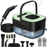 Steam Cleaner, Portable Steamer for Cleaning with 16pcs Accessories, 6-Level Adjustable and 15s Heat-Up, Handheld Steam Cleaner for Home, Tile, Dirt, Grout, Grease, Car Detailing, Dark Green